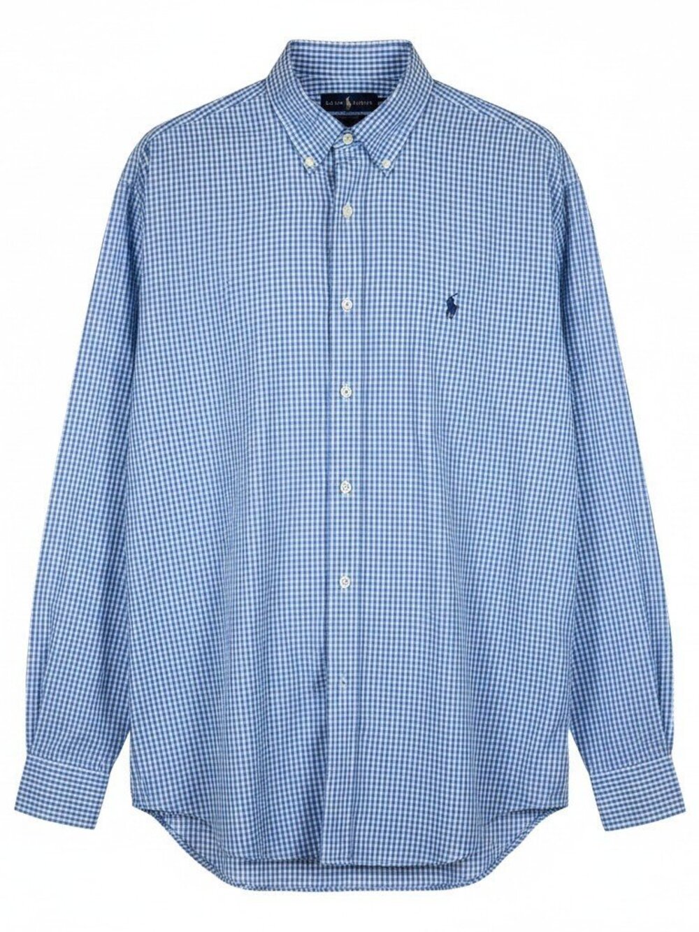 RALPH LAUREN Blue Gingham Check Button Down Cotton Shirt Size 3XL Tall Classic